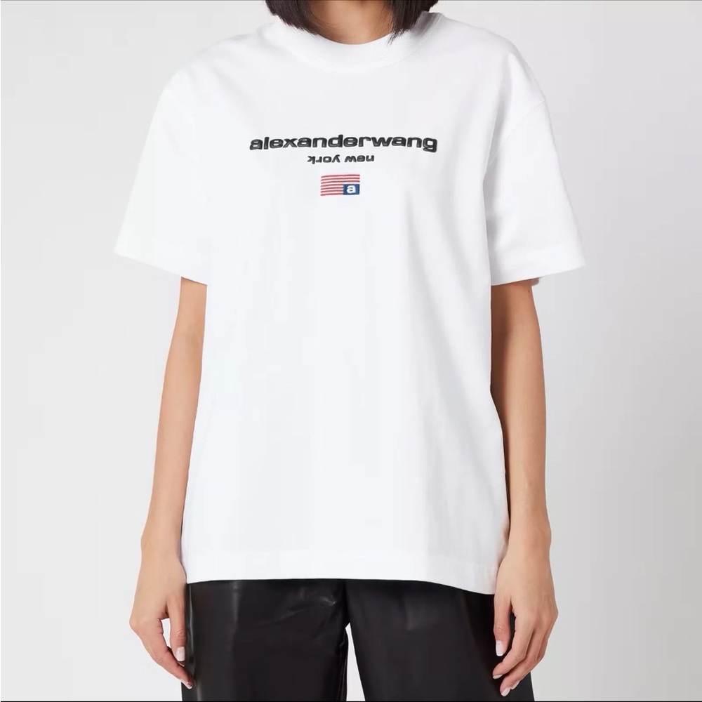 Alexander Wang Women’s Short Sleeve Logo Graphic T-Shirt White Sz XS